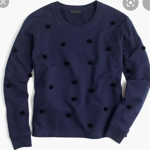 J. Crew navy sweatshirt with pom pom dots size S